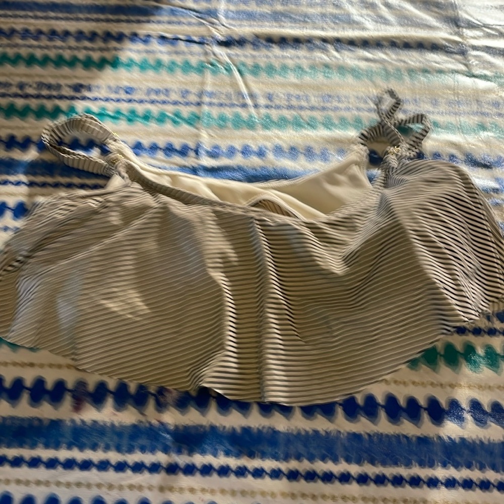 Navy and white striped bikini top flowy hanging